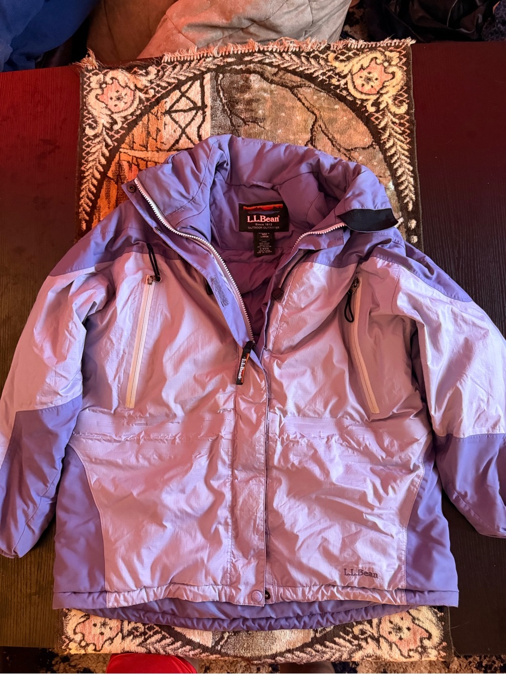 L.L. Bean Women’s Hooded Winter Ski Jacket Purple Colorblock Size Large